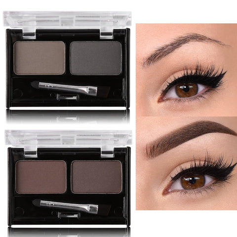Brand Double Color Eyebrow Powder Makeup Palette Natural Brown Eye Brow Enhancers 3D Eye Brows Shadow Cake Beauty Kit with Brush
