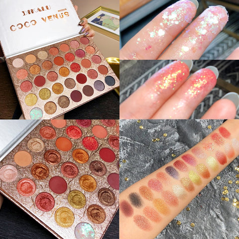 Brand Cosmetics 35 Color Shimmer Matte Eye Shadow Palette Glitter Highlight Metallic Eyeshadow Power Pigmented Waterproof Makeup