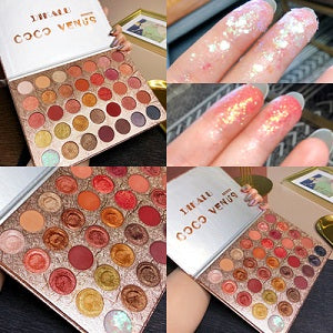 Brand Cosmetics 35 Color Shimmer Matte Eye Shadow Palette Glitter Highlight Metallic Eyeshadow Power Pigmented Waterproof Makeup