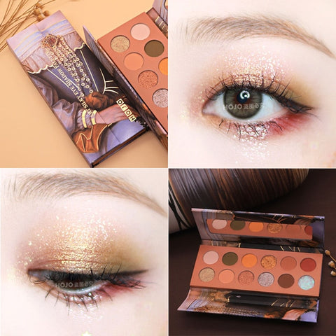 HOJO 12 Color Aristocratic Painting Eyeshadow Palette Shimmer Matte Pigmented Eye Shadow Powder Makeup Glitter Crystal Eyeshadow