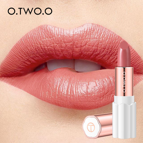 O.TWO.O Semi Velvet Lipstick Nude Rich Color Waterproof Moisturizing Long Lasting Lightweight Lips Makuep 12 Colors