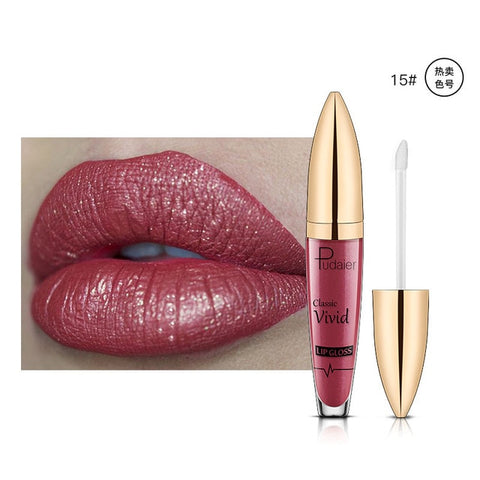 Pudaier diamond glitter lip gloss sparky shiny pigment 18colors waterproof long lasting red blue black lipstick liquid gel PD021