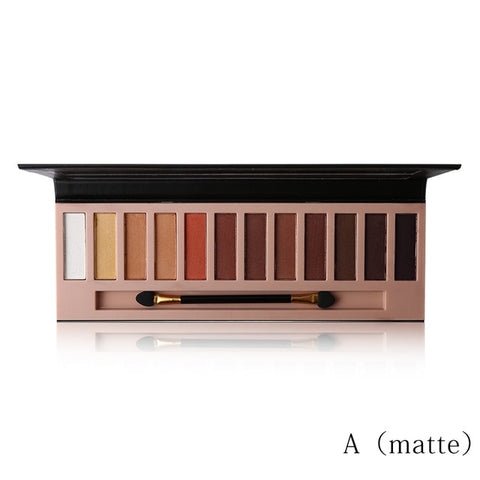 Marke 12 Farben Schimmern Matt Nude Lidschatten Make-Up Palette Pigmentierte Langlebig Lidschatten Natürliche Augen Kosmetik Mit Pinsel
