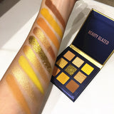 9 cores amarelo beleza vitrificada maquiagem sombra palete pincéis de maquiagem shimmer pigmentado sombra paleta compõem paleta