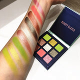 9 cores amarelo beleza vitrificada maquiagem sombra palete pincéis de maquiagem shimmer pigmentado sombra paleta compõem paleta