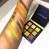9 cores amarelo beleza vitrificada maquiagem sombra palete pincéis de maquiagem shimmer pigmentado sombra paleta compõem paleta