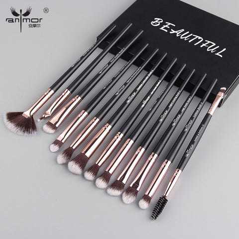 Ensemble de pinceaux de maquillage Anmor 3-12 pièces/lot ombre à paupières mélange Eyeliner cils sourcils maquillage pinceaux professionnel fard à paupières brosse