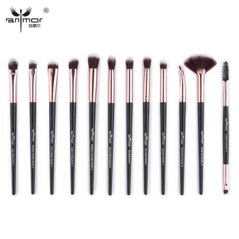 Ensemble de pinceaux de maquillage Anmor 3-12 pièces/lot ombre à paupières mélange Eyeliner cils sourcils maquillage pinceaux professionnel fard à paupières brosse
