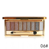 Sombra de olho profissional pallete maquiagem 9 cores diamante brilho brilhante brilhante sombra de olho compõem paleta à prova dwaterproof água com escova