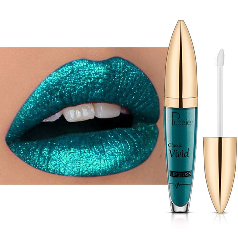 Pudaier diamond glitter lip gloss sparky shiny pigment 18colors waterproof long lasting red blue black lipstick liquid gel PD021